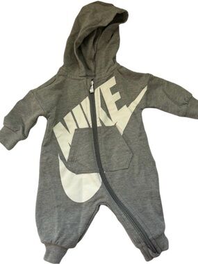 Nike Baby Hoodie Romper | Gray & Black | Zip Up Outfit | Infant